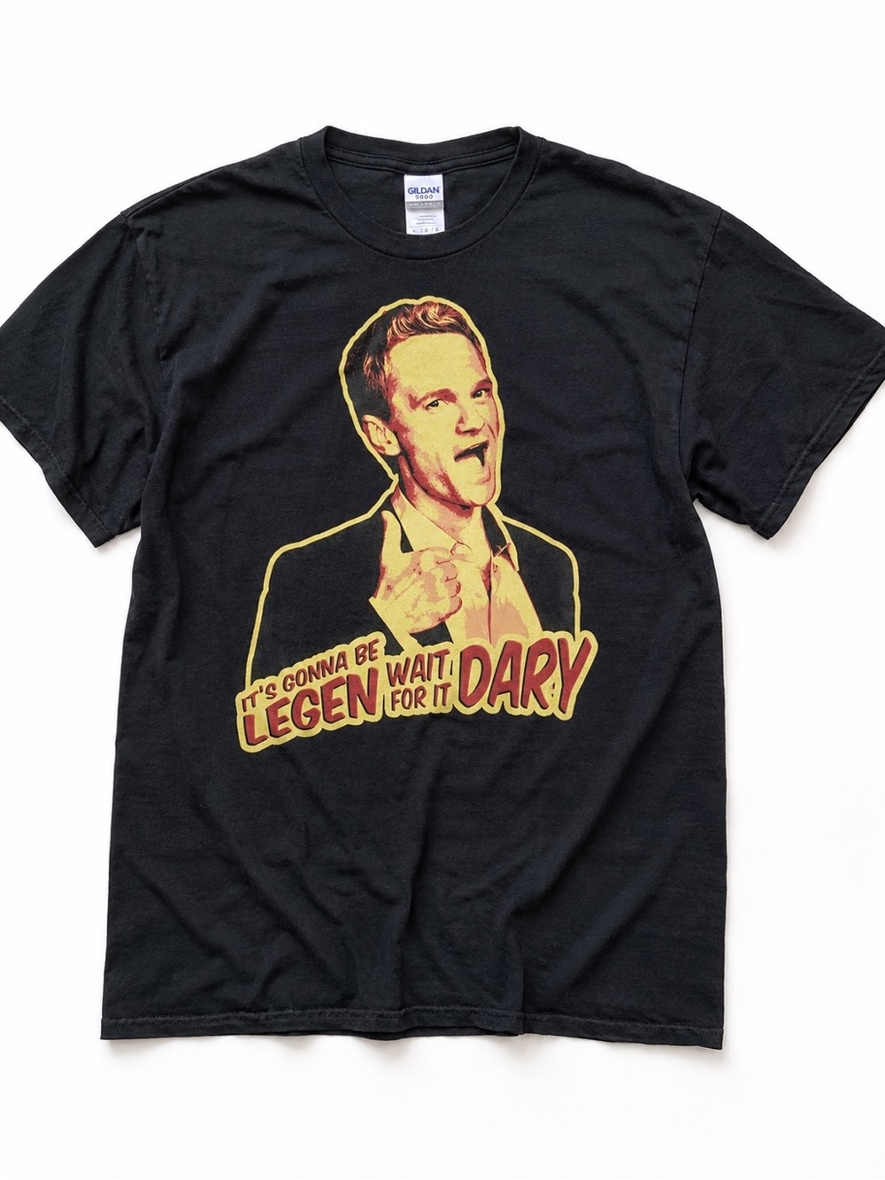 Gildan Black Short-Sleeve Tee with Yellow and Red Graphic